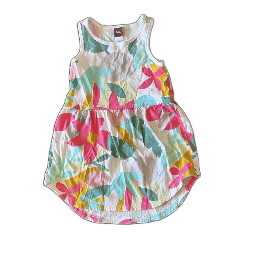 Tea Collection Girls Size 3 Tropical Floral Cotton Sleeveless Dress